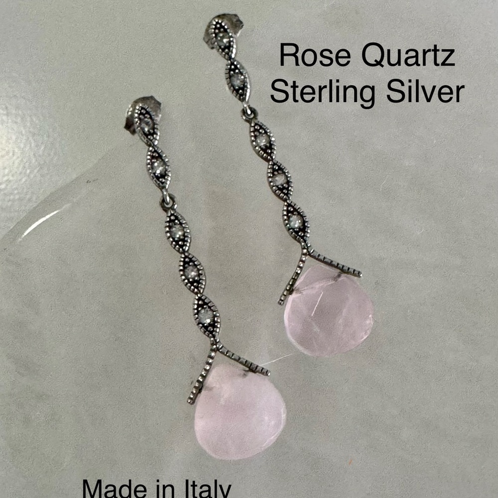 Rose Quartz & Sterling Silver Earrings